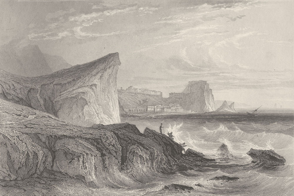 ITALY. Scilla & Charybdis, Sicily c1856 old antique vintage print picture